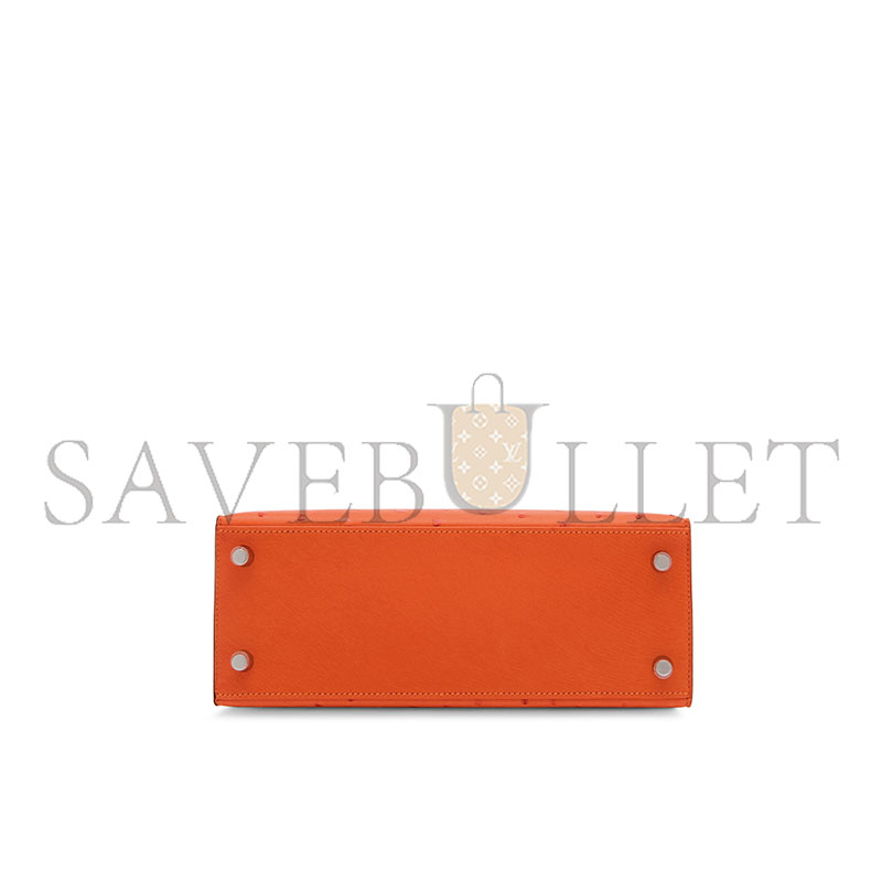 H**mes master ostrich orange kelly 25 with palladium hardware (25*17*7cm)